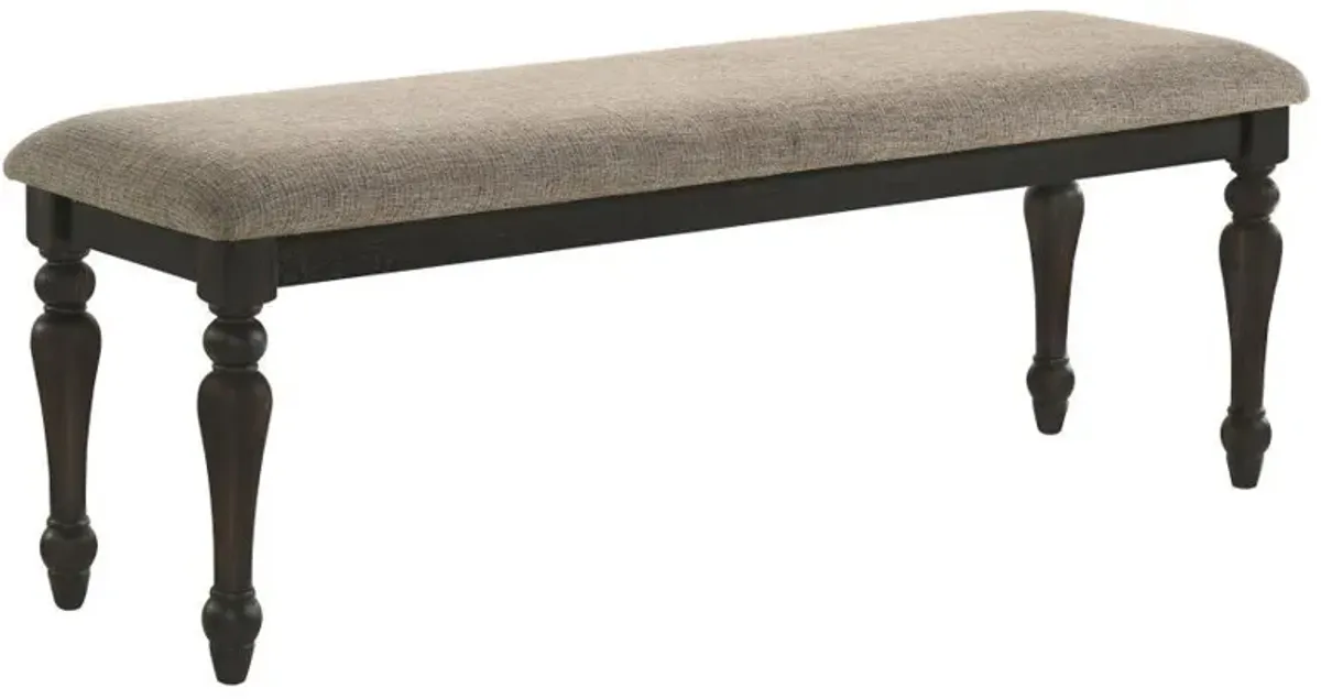 Bridget - Fabric Upholstered Dining Bench - Stone And Charcoal