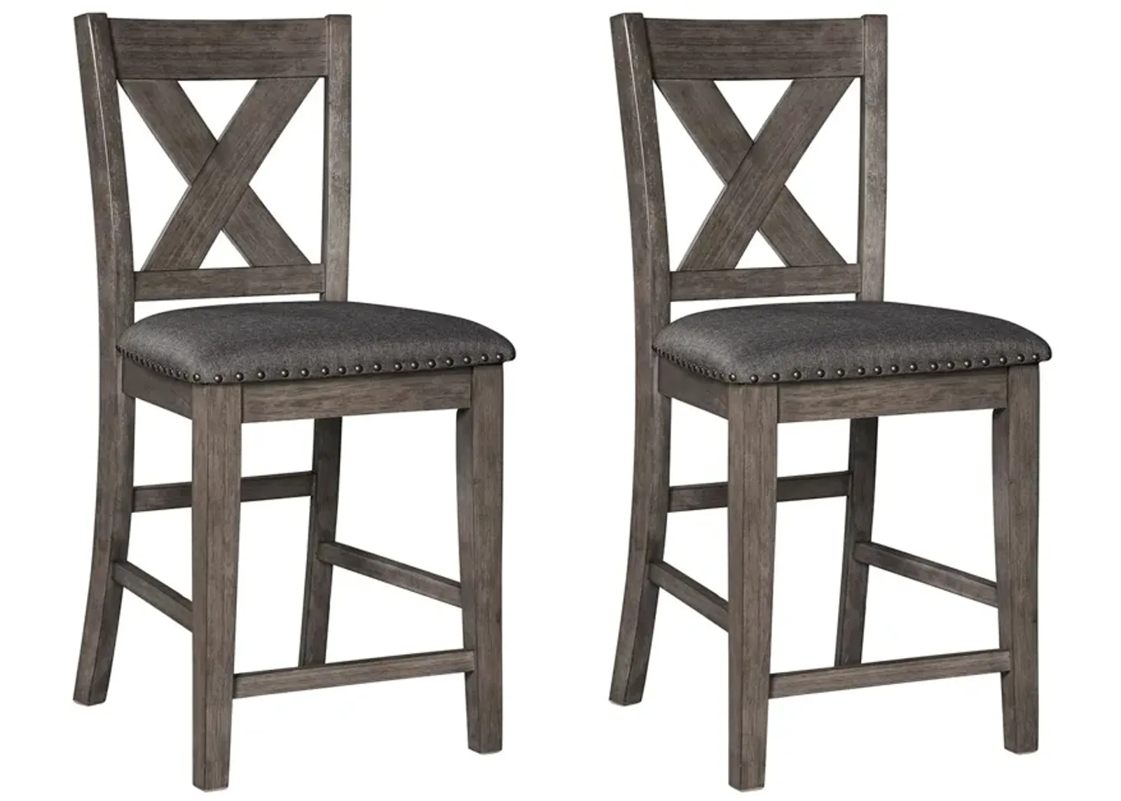 Caitbrook - Gray - Upholstered Barstool (Set of 2)