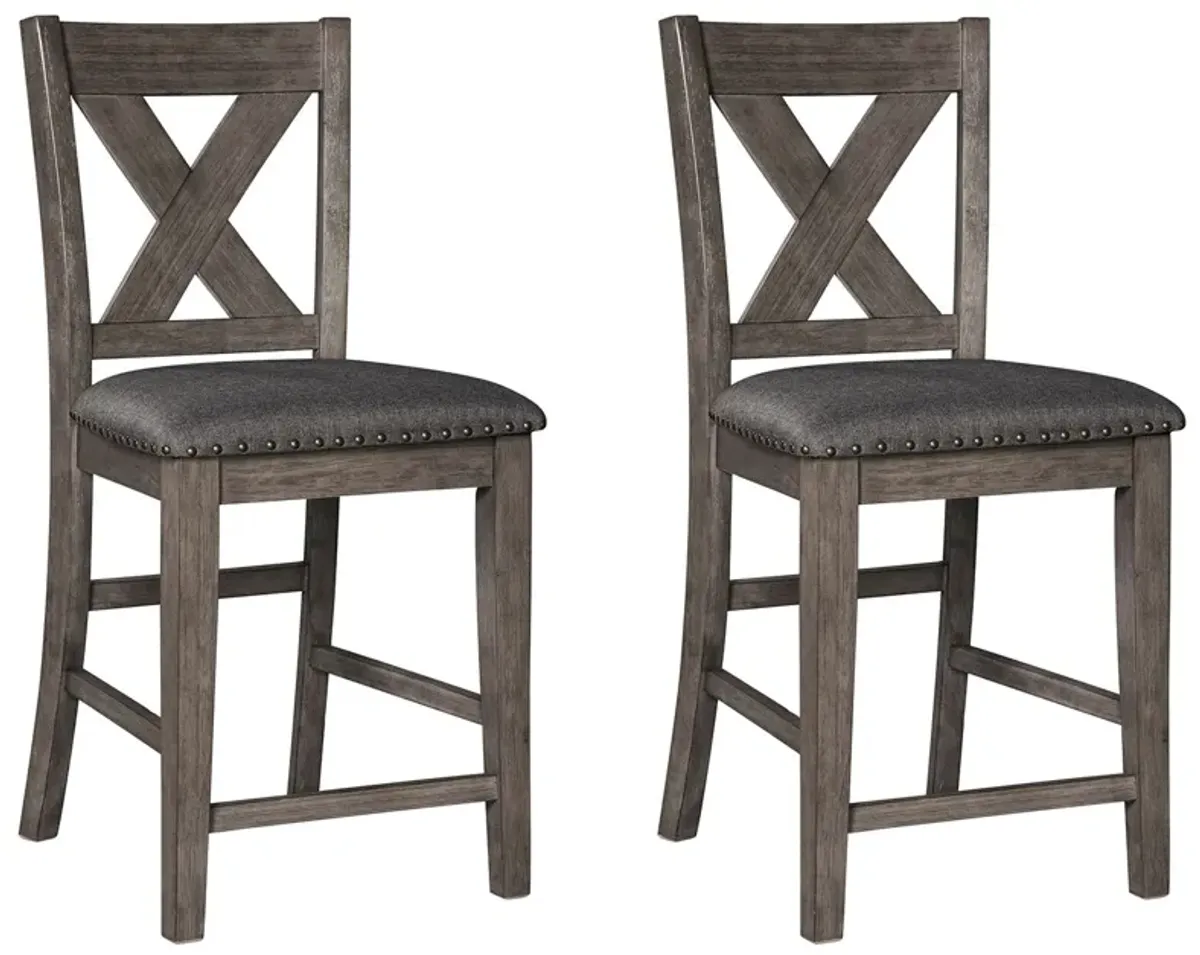 Caitbrook - Gray - Upholstered Barstool (Set of 2)