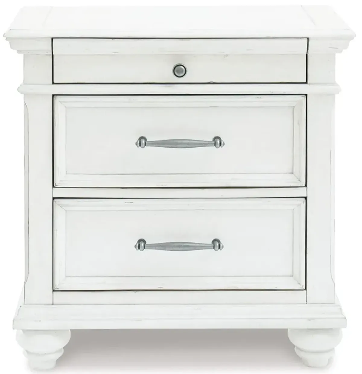 Kanwyn - Whitewash - Three Drawer Night Stand