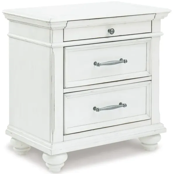 Kanwyn - Whitewash - Three Drawer Night Stand