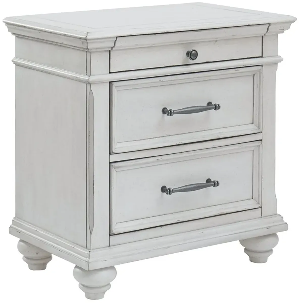 Kanwyn - Whitewash - Three Drawer Night Stand