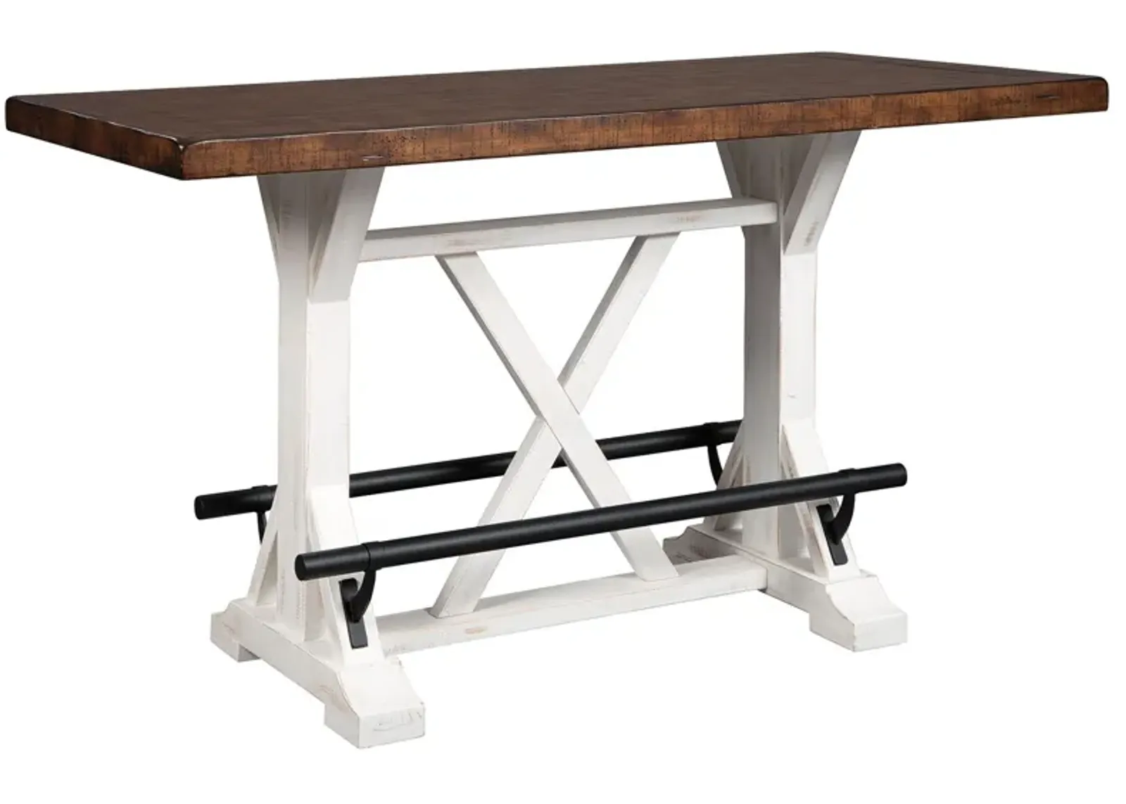 Valebeck - White / Brown - Rectangular Dining Room Counter Table