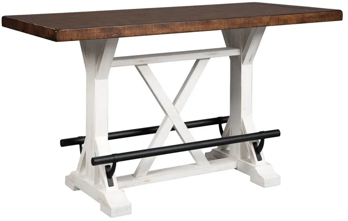 Valebeck - White / Brown - Rectangular Dining Room Counter Table