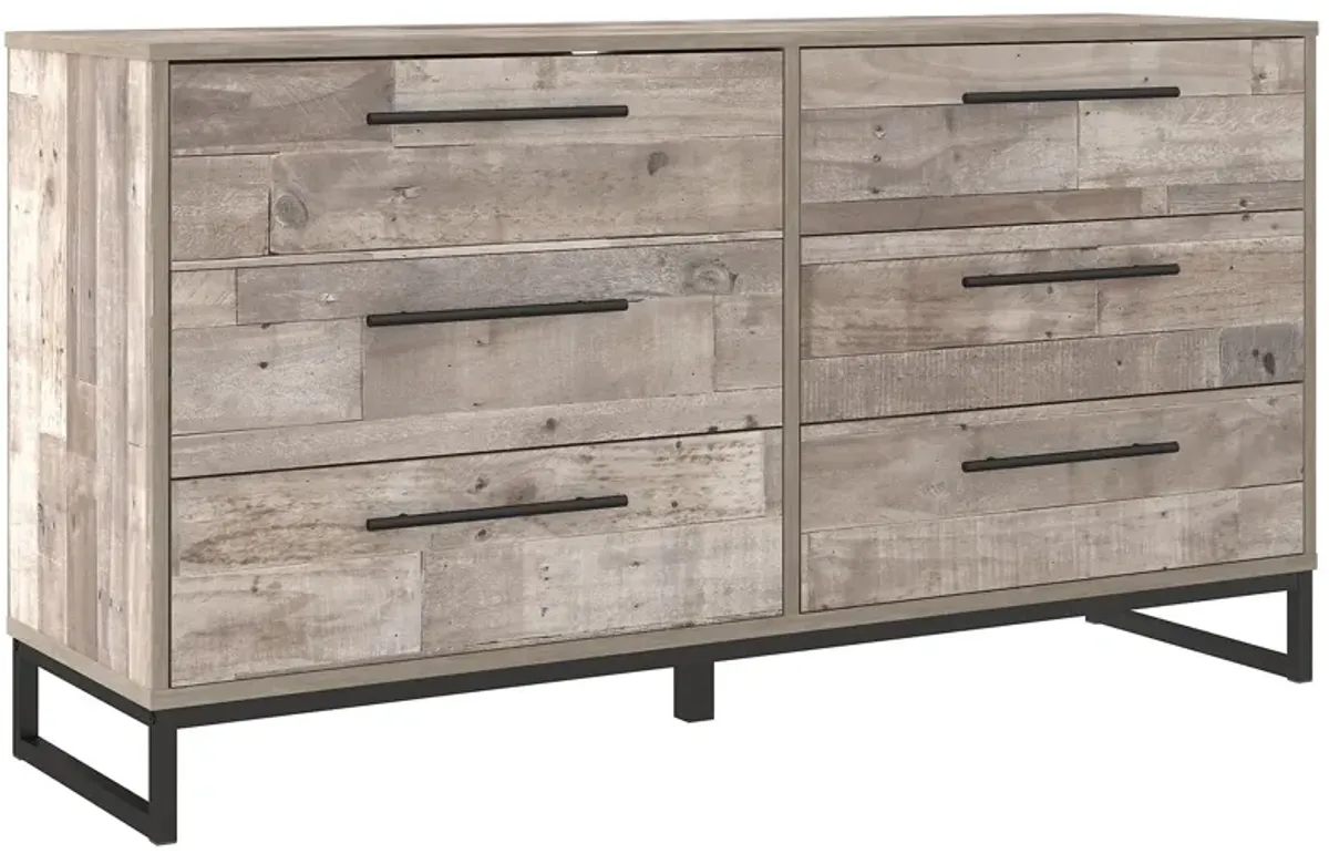 Neilsville - Whitewash - Six Drawer Dresser - Vinyl-Wrapped