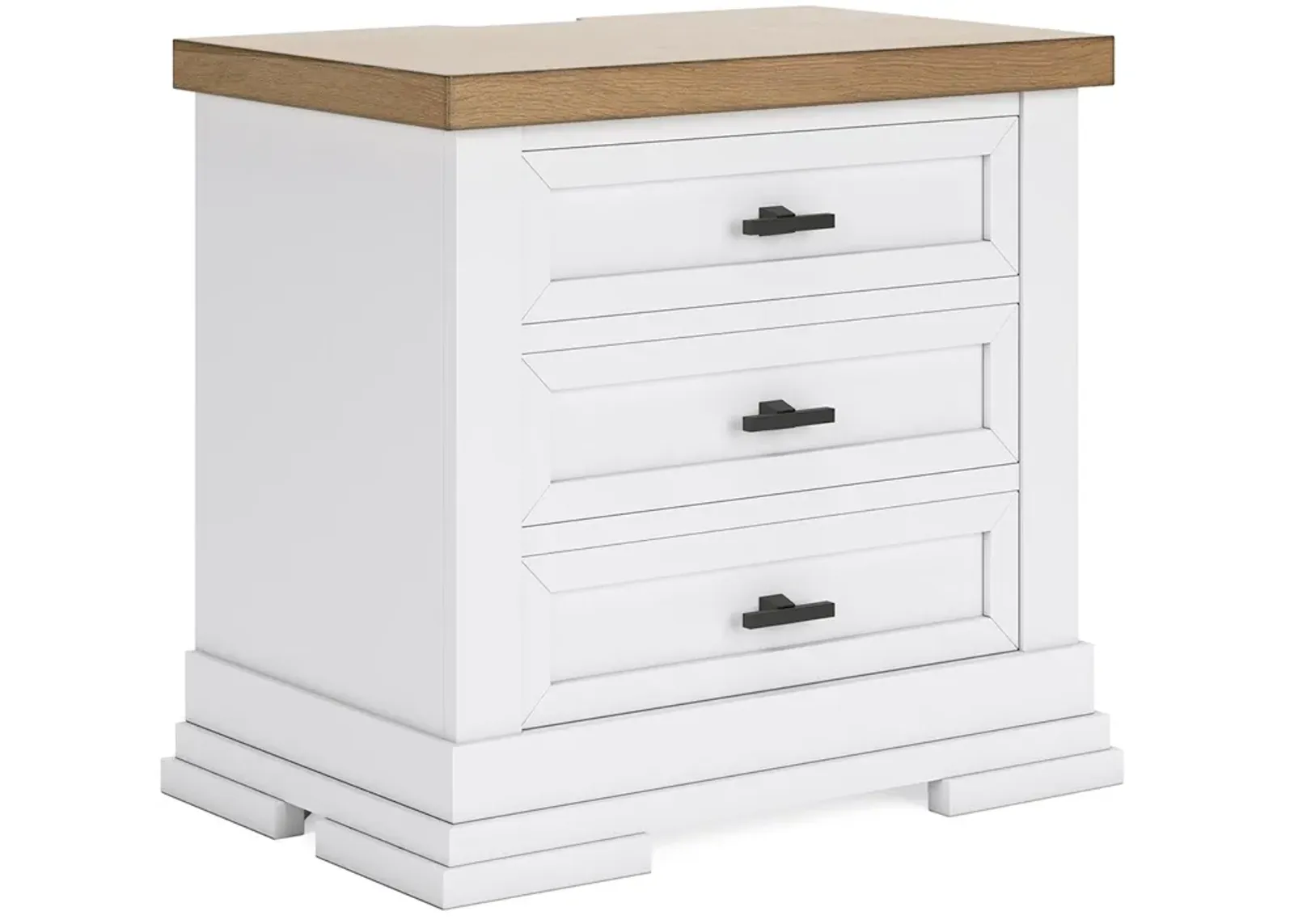 Ashbryn - White / Natural - Three Drawer Night Stand