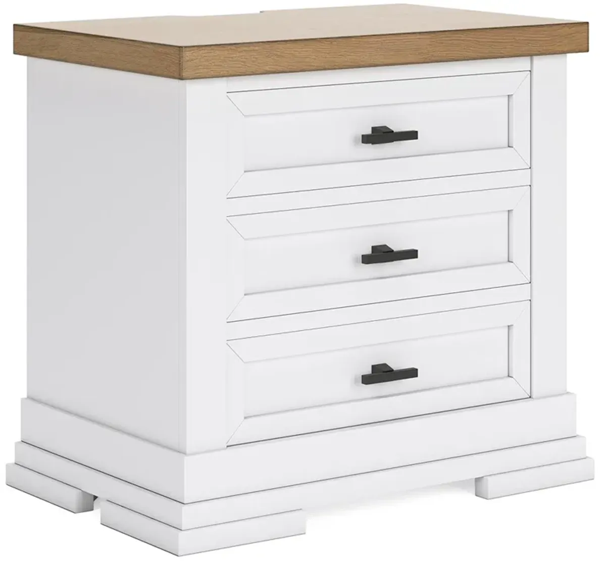 Ashbryn - White / Natural - Three Drawer Night Stand