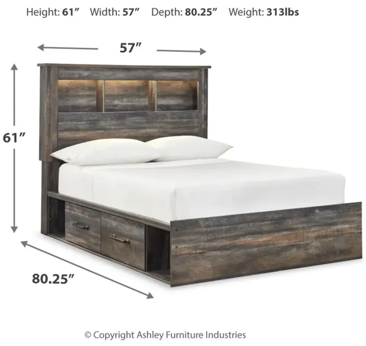 Drystan - Panel Bookcase Bed