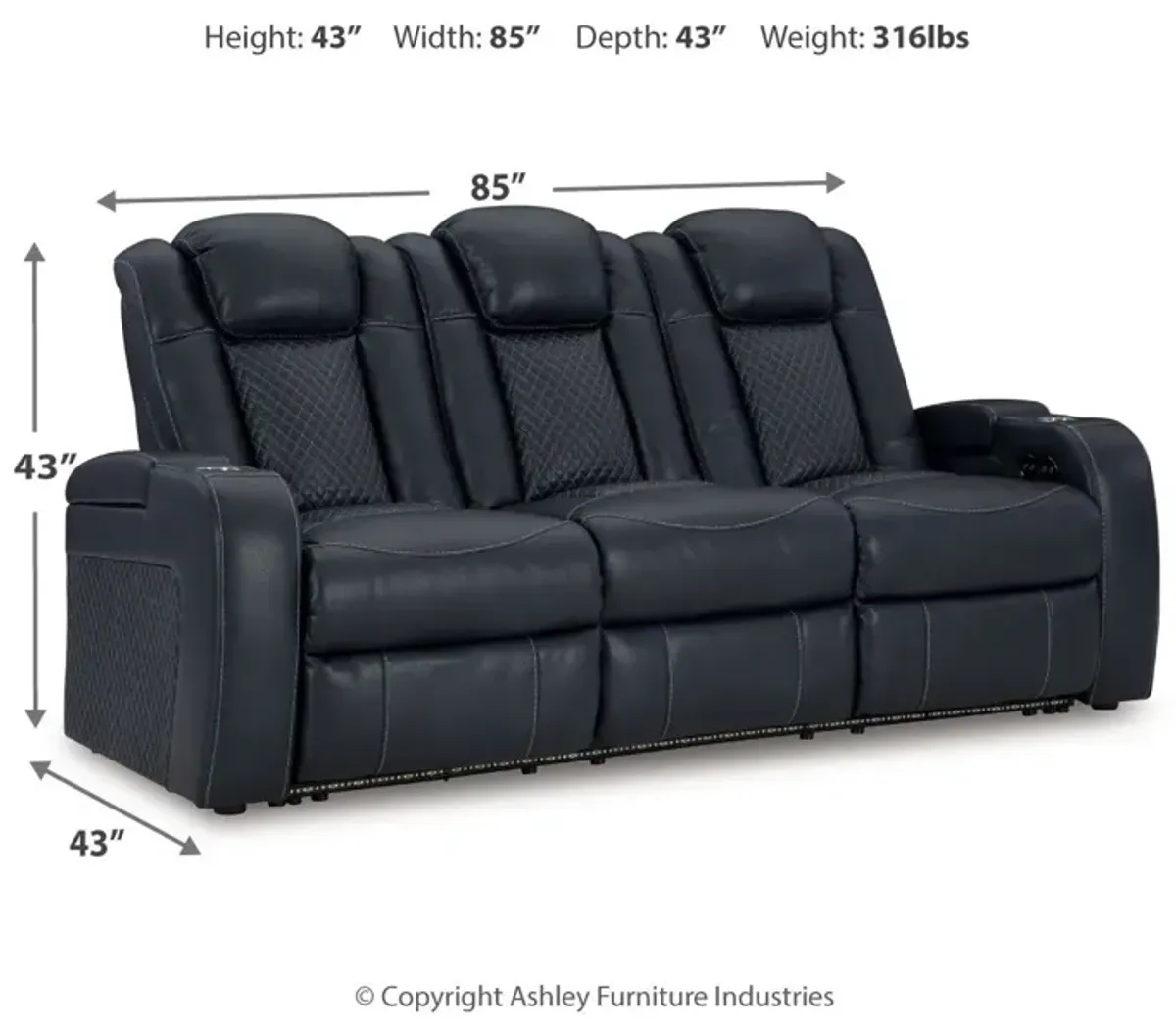 Fyne-dyme - Power Reclining Sofa With Adj Headrest