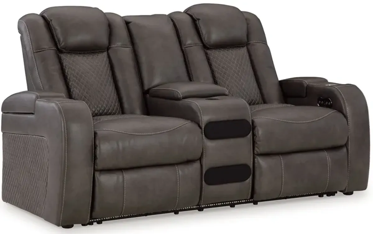 Fyne-dyme - Power Reclining Loveseat With Console/Adj Hdrst