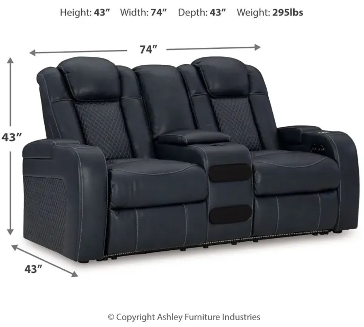 Fyne-dyme - Power Reclining Loveseat With Console/Adj Hdrst