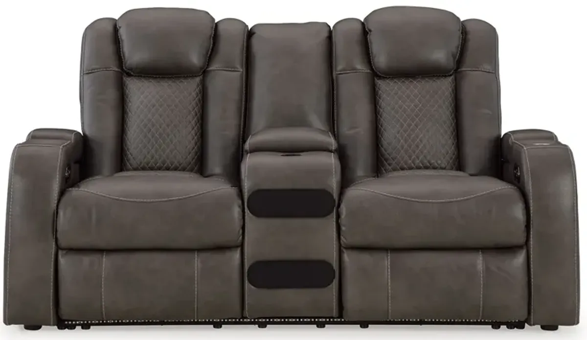 Fyne-dyme - Power Reclining Loveseat With Console/Adj Hdrst