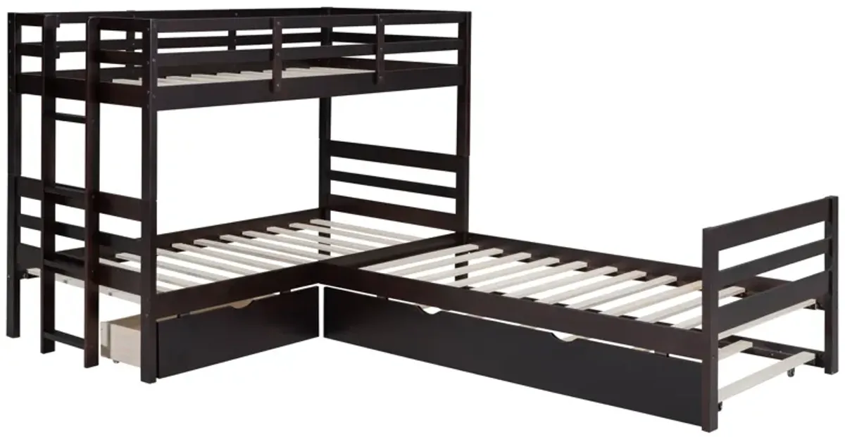 Triple Twin-size Bunkbed With Trundle And Drawers