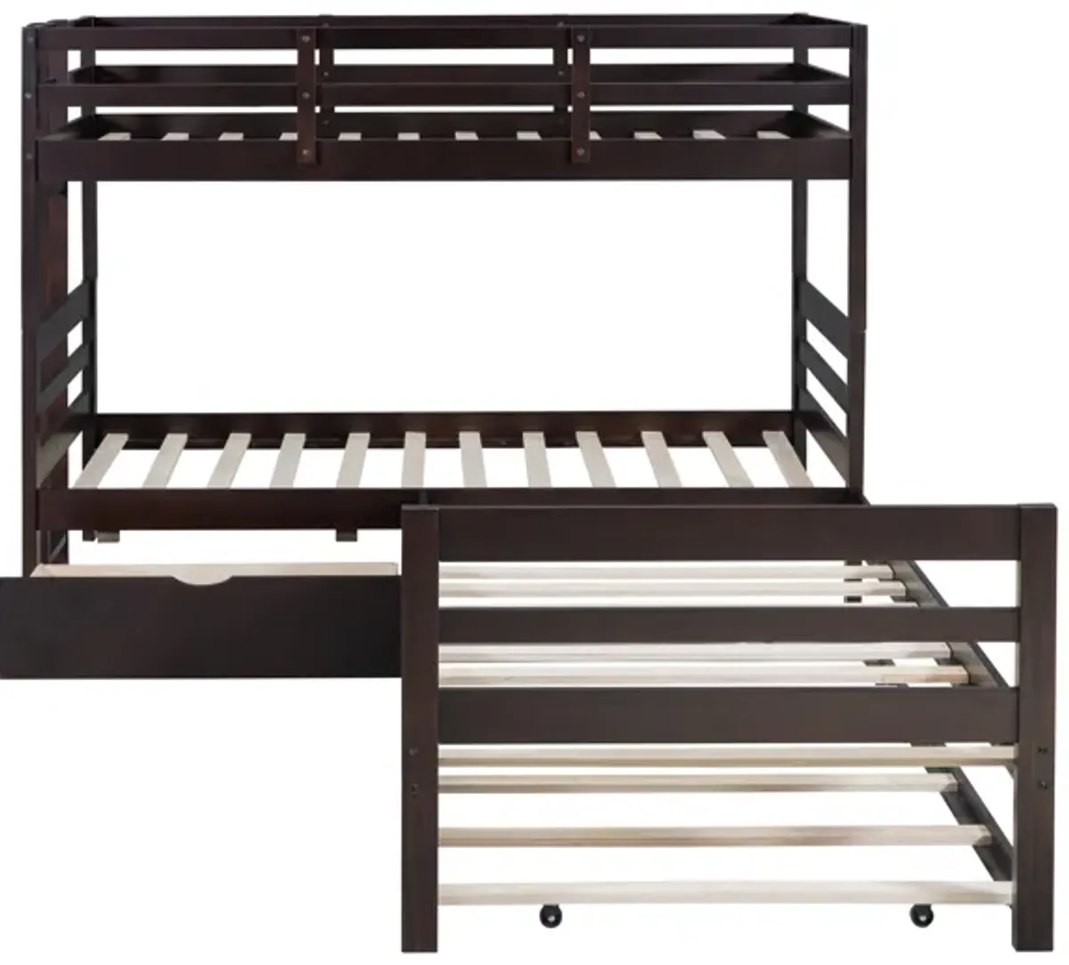 Triple Twin-size Bunkbed With Trundle And Drawers