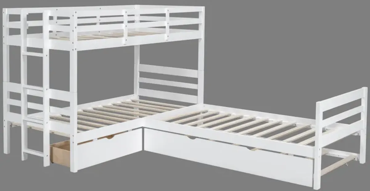 Triple Bunkbed With Trundle And Drawers (Twin Size)