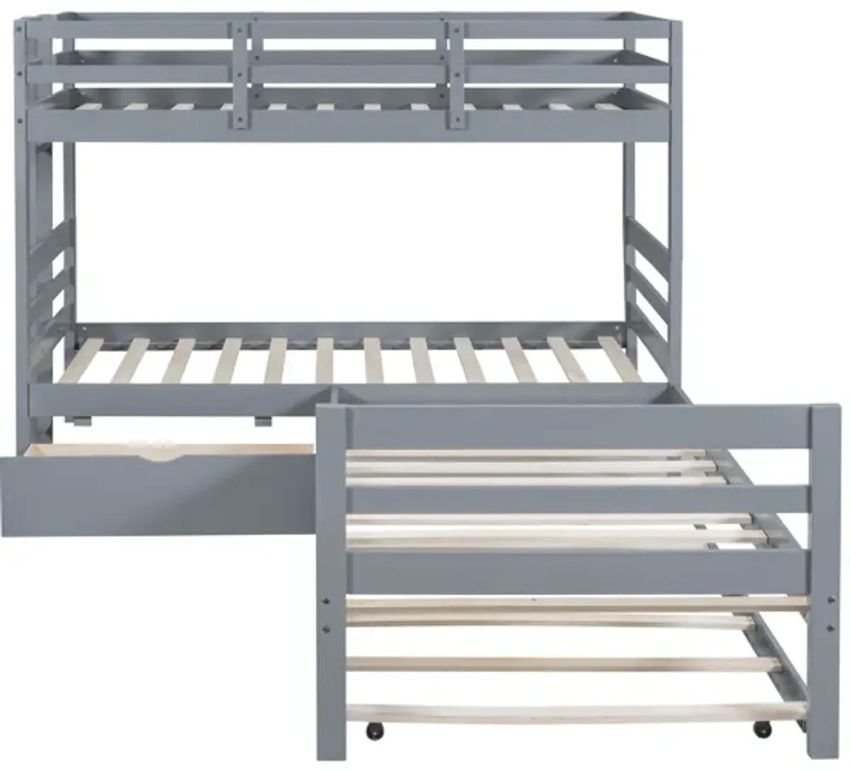 Triple Bunkbed With Trundle And Drawers (Twin Size)