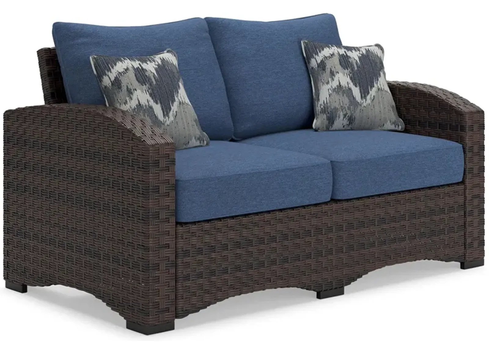 Windglow - Blue / Brown - Loveseat With Cushion