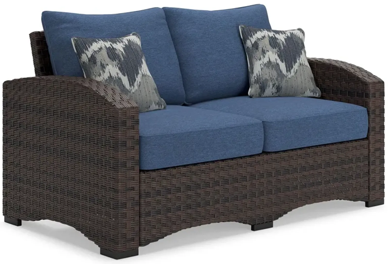 Windglow - Blue / Brown - Loveseat With Cushion