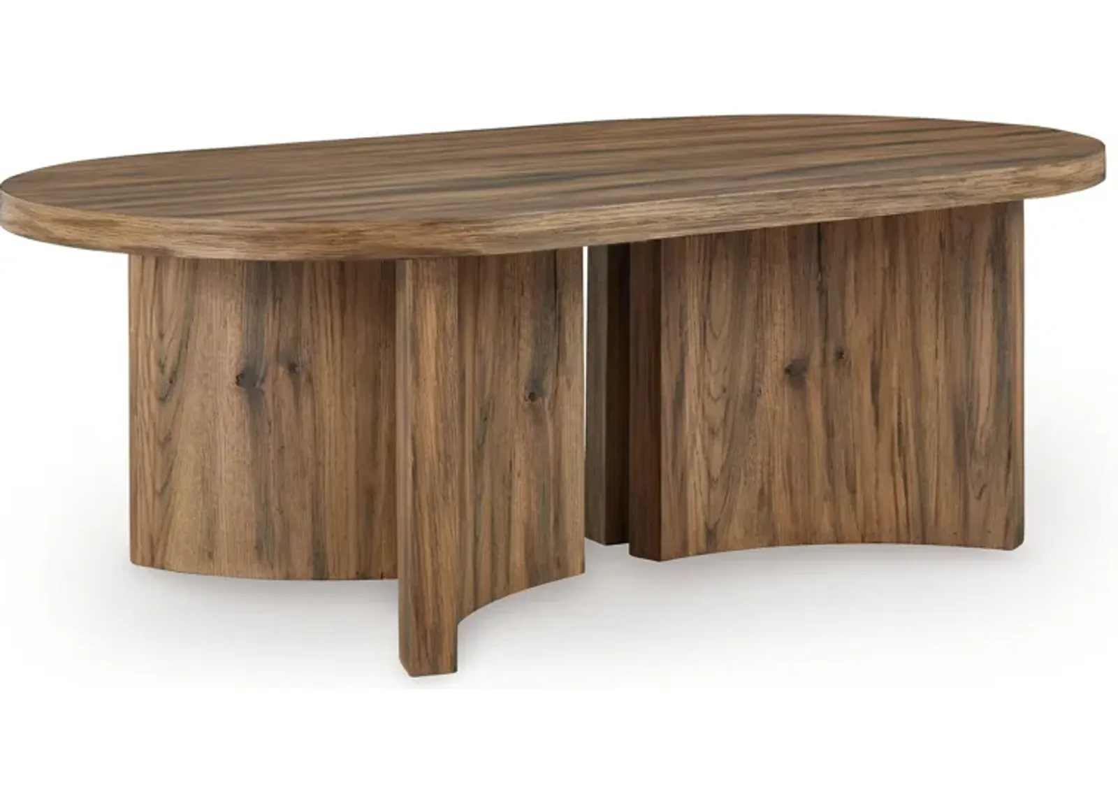 Austanny - Warm Brown - Oval Cocktail Table