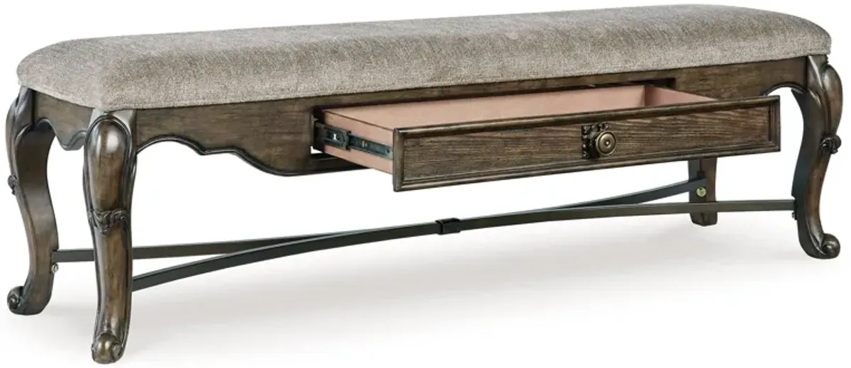Maylee - Upholstered Storage Bench - Dark Brown