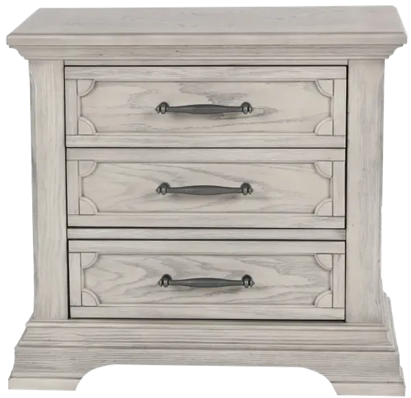 Artesian 3-Drawer Light Gray Nightstand with Classic Molding
