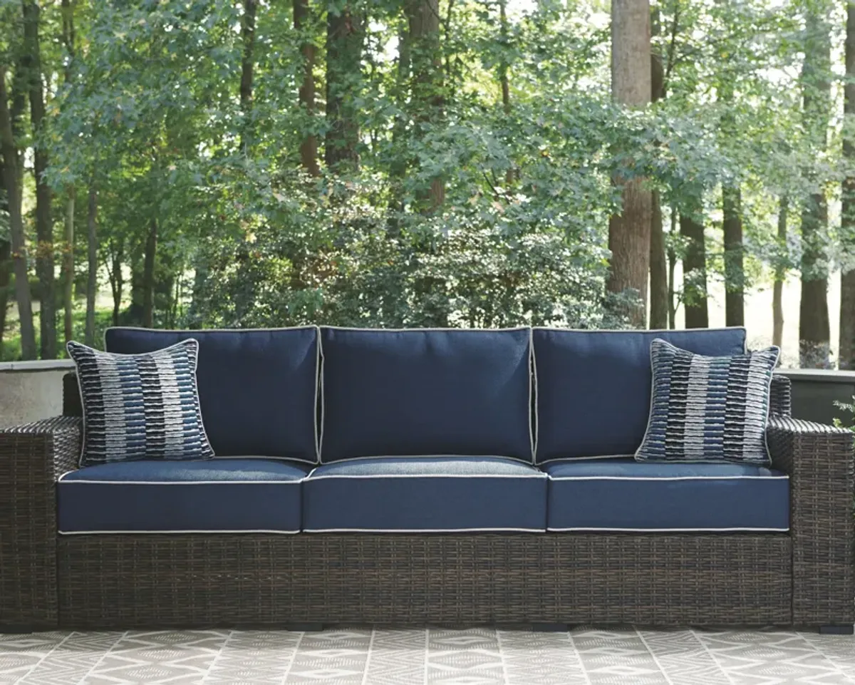 Grasson - Brown / Blue - Sofa With Cushion