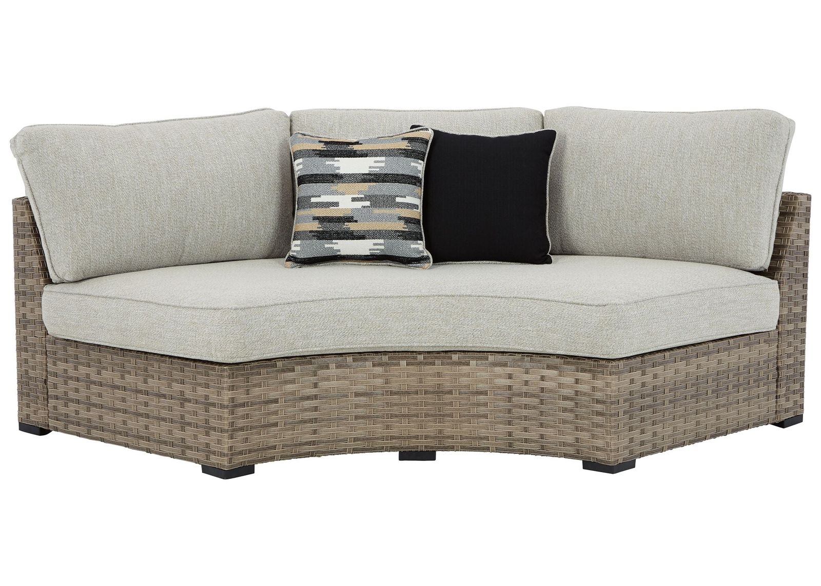 Calworth - Beige - Curved Loveseat With Cushion