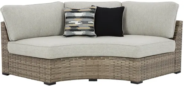 Calworth - Beige - Curved Loveseat With Cushion