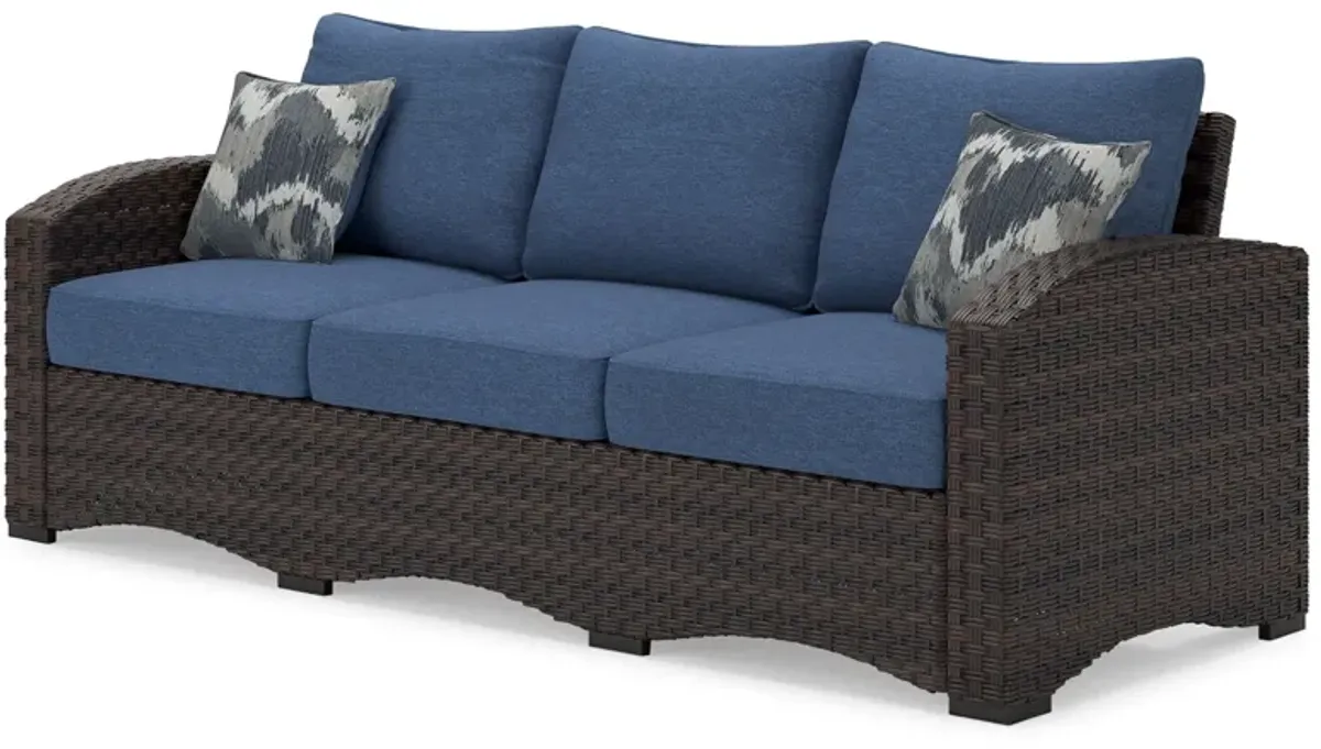 Windglow - Blue / Brown - Sofa With Cushion