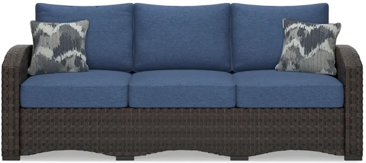 Windglow - Blue / Brown - Sofa With Cushion