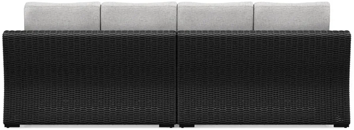 Beachcroft - 2-Piece Outdoor Loveseat with Cushion - Black / Light Gray