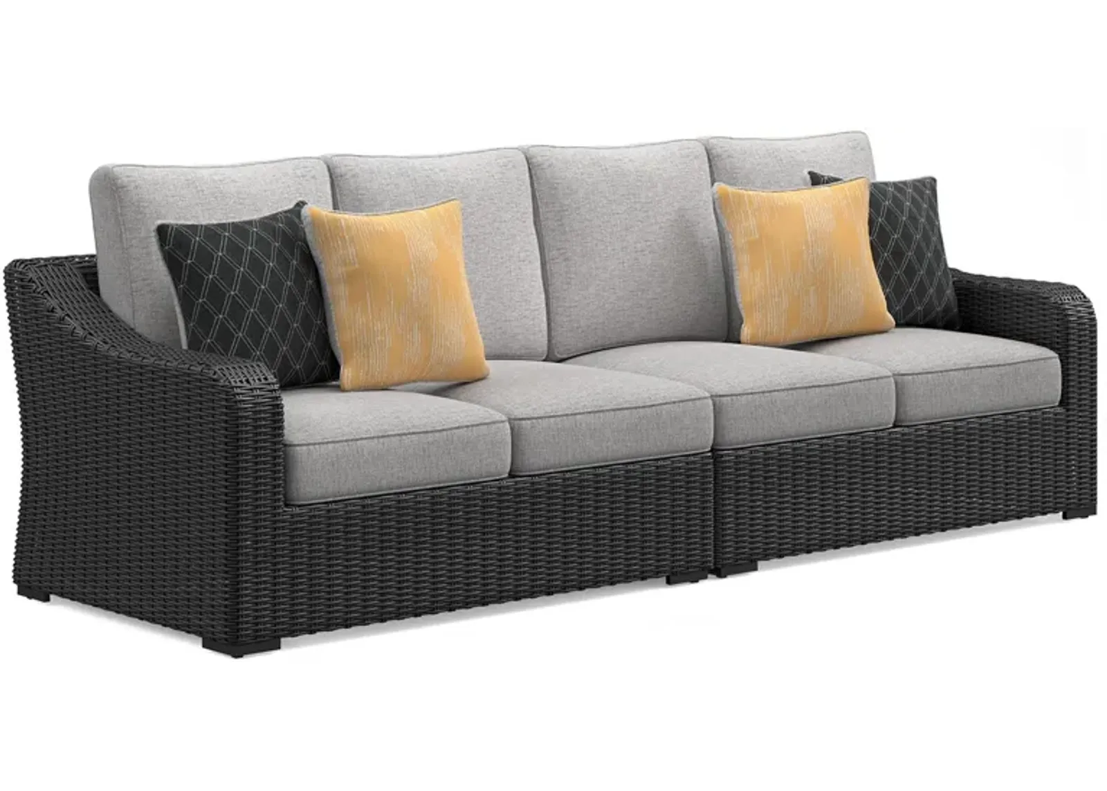 Beachcroft - Black / Light Gray - 2-Piece Outdoor Loveseat With Cushion