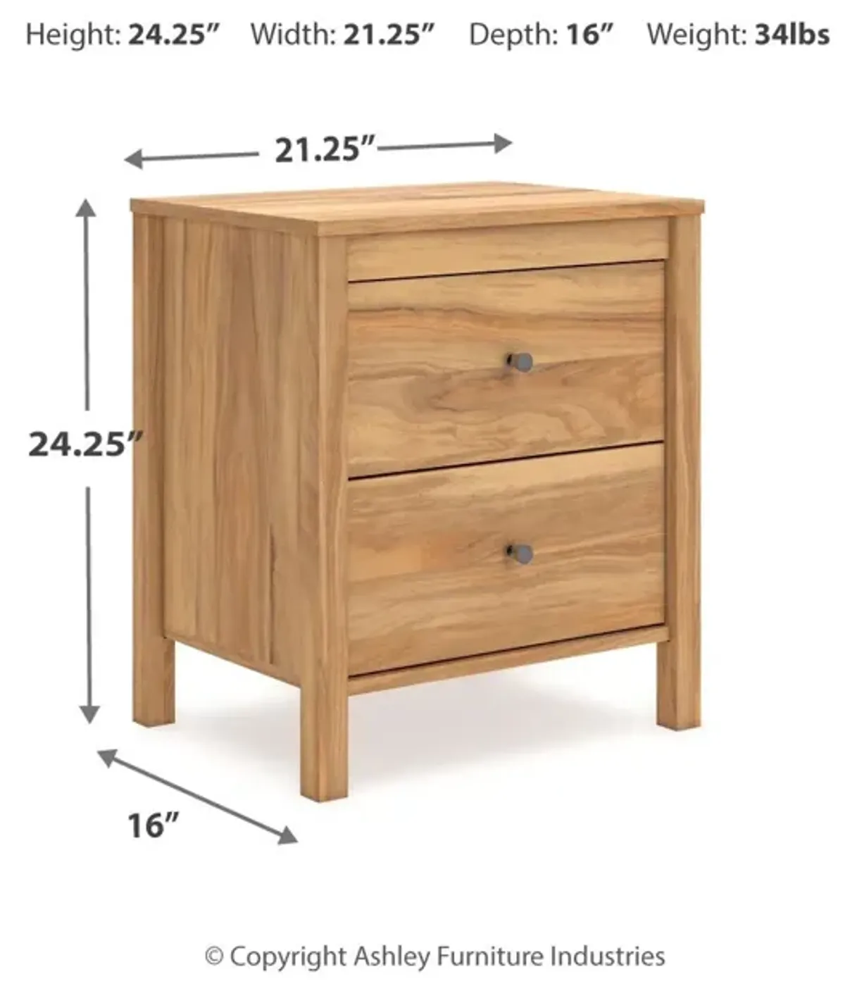 Bermacy - Light Brown - Two Drawer Night Stand