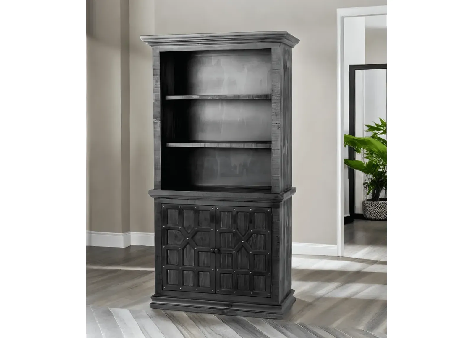 CATALINA BLACK SOLID WOOD BOOKCASE