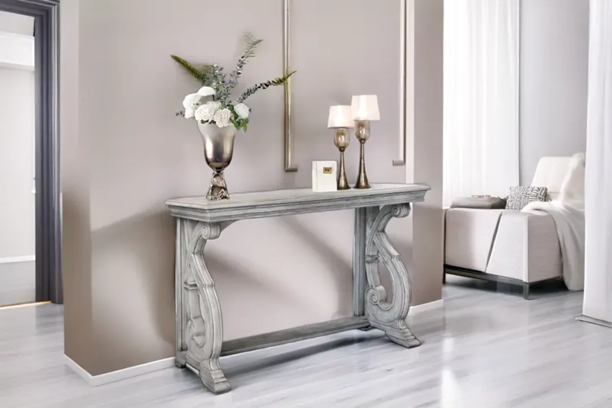 Antique Gray Carved Sofa Table / Console Table