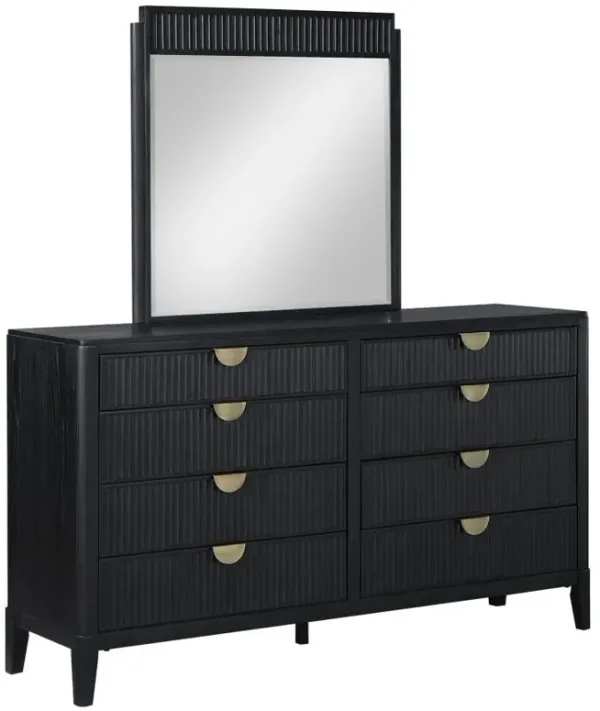 Brookmead - 8-Drawer Bedroom Dresser With Mirror - Black