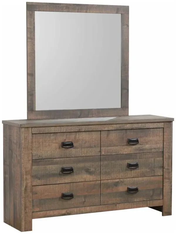 Frederick - 6-Drawer Dresser With Mirror - Weathered Oak