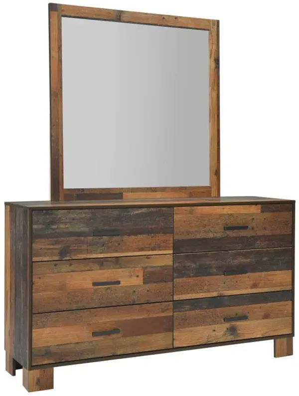 Sidney - 6-Drawer Dresser With Mirror - Rustic Pine