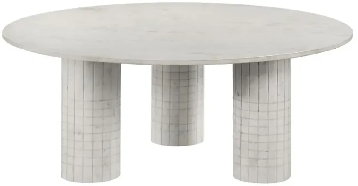 Astoria - Round Genuine Marble Coffee Table - White