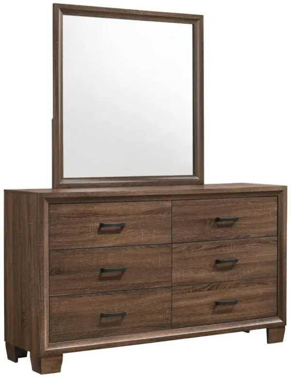 Brandon - 6-Drawer Dresser With Mirror - Medium Warm Brown
