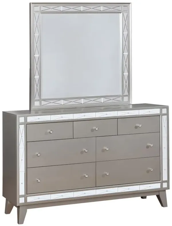Leighton - 7-Drawer Dresser With Mirror - Metallic Mercury