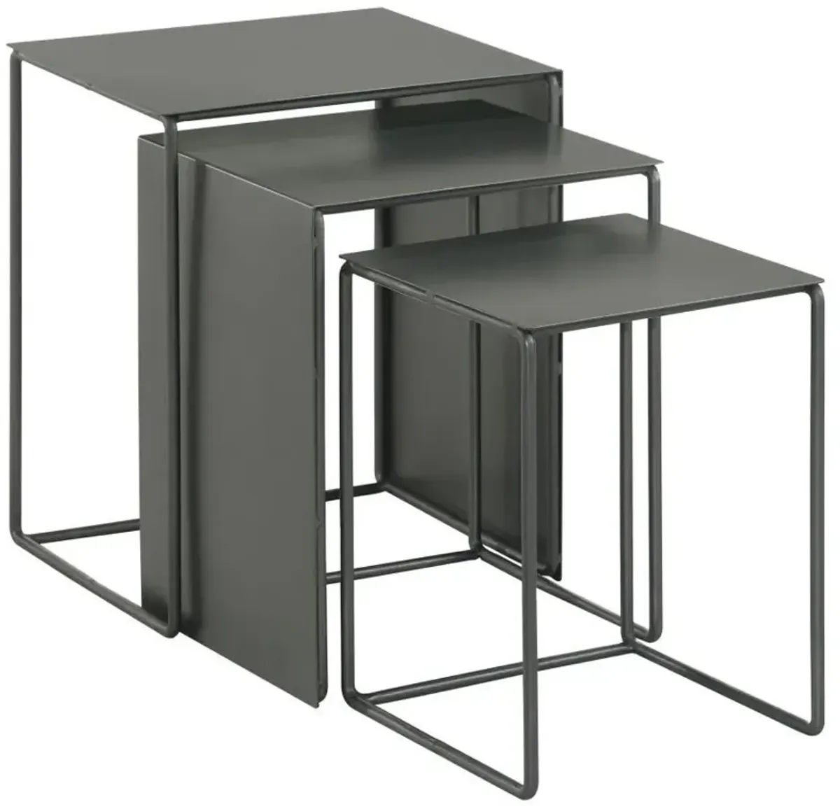 Imez - 3 Piece Rectangular Metal Nesting Table Set - Gray