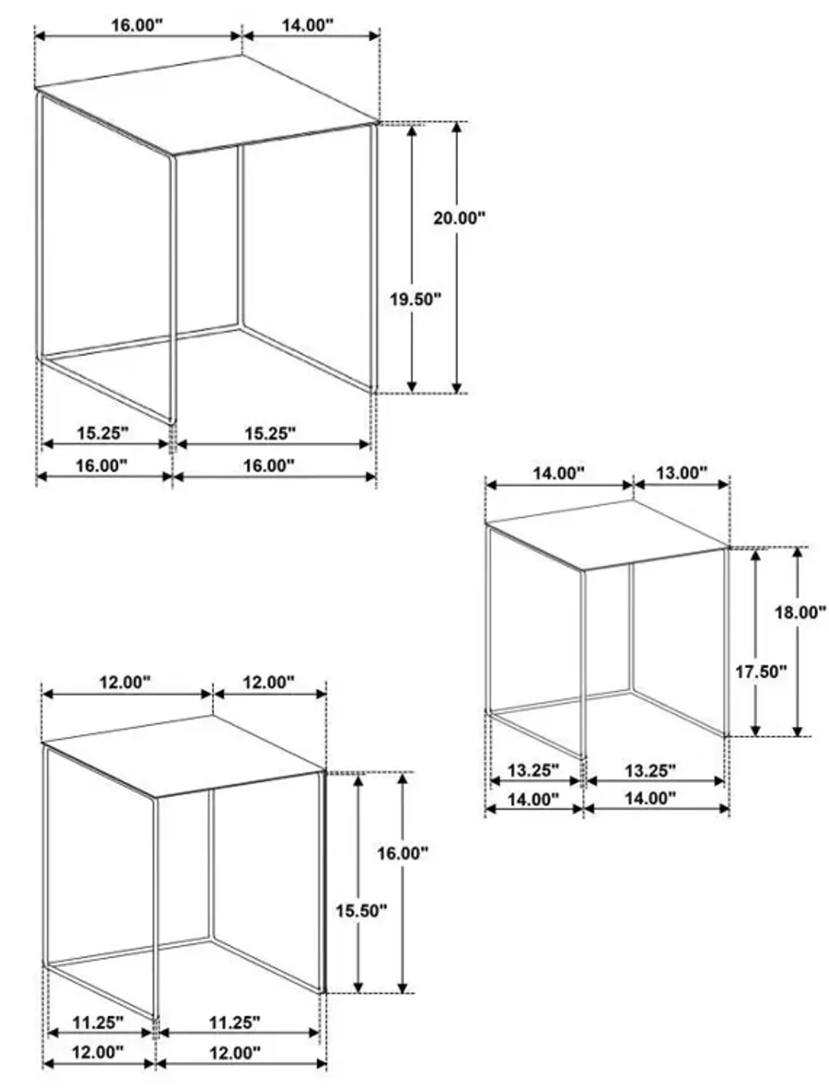 Imez - 3 Piece Rectangular Metal Nesting Table Set - Gray