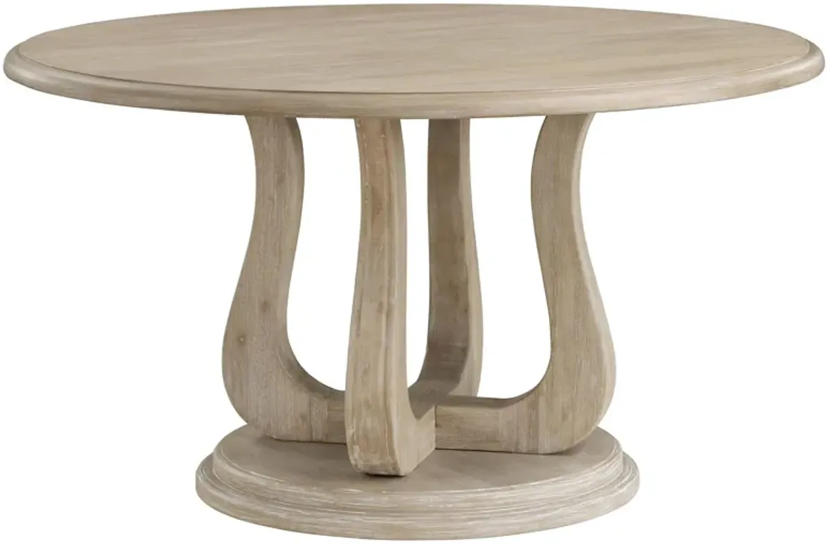 Trofello - Round Pedestal Dining Table - White Washed