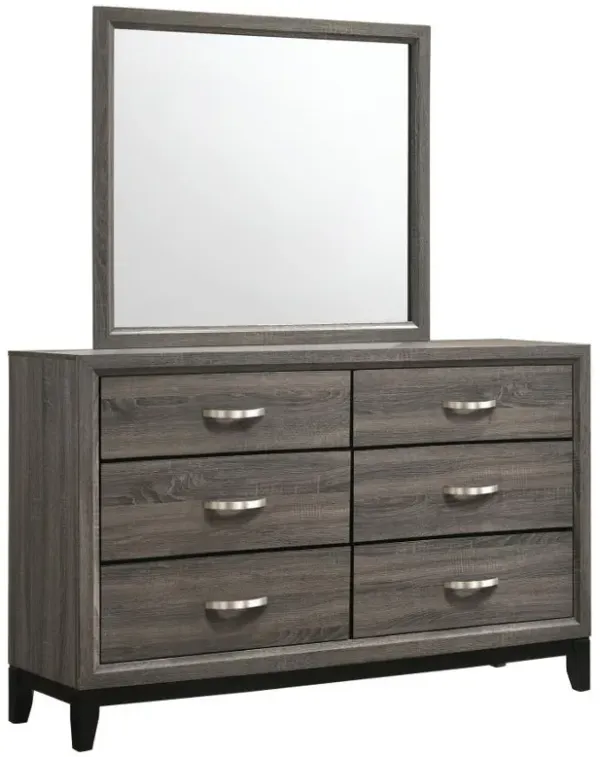 Watson - 6-Drawer Dresser With Mirror - Grey Oak And Black