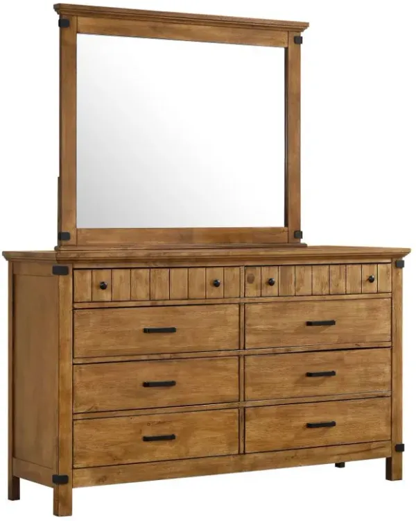 Brenner - 8-Drawer Dresser With Mirror - Rustic Honey