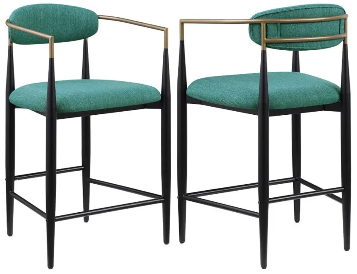 Tina - Metal Counter Height Bar Stool With Upholstered Back And Seat (Set of 2)