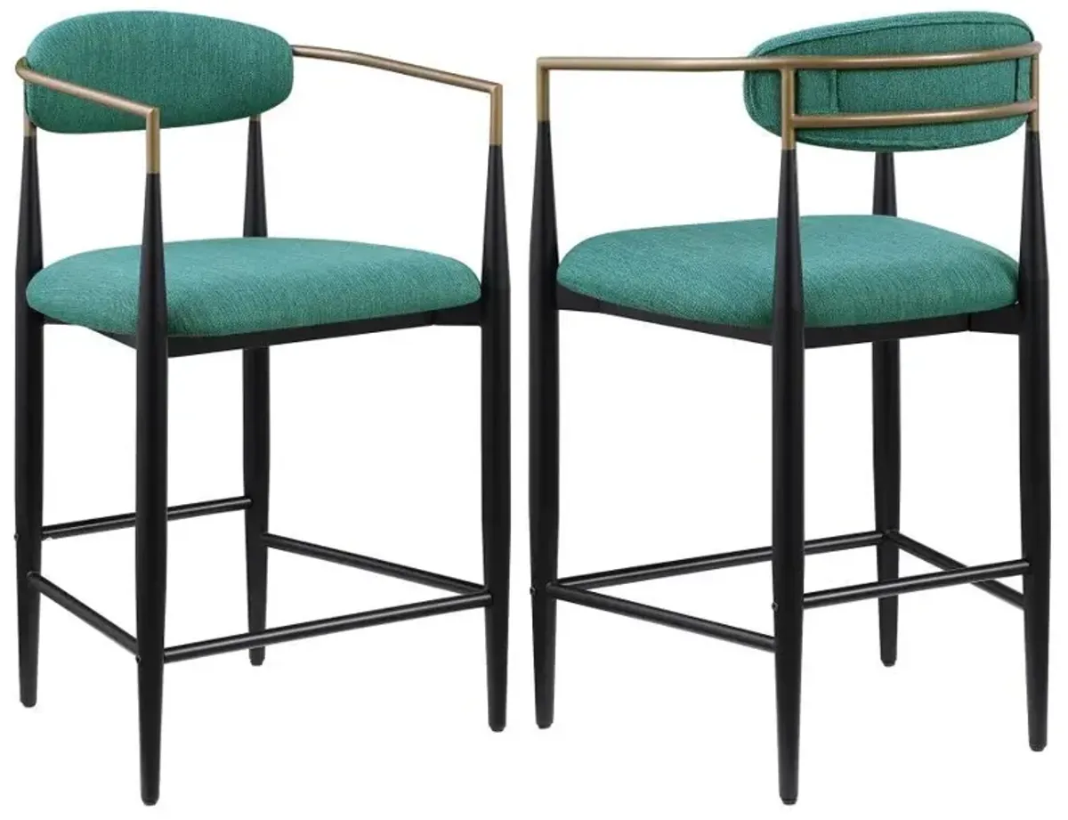 Tina - Metal Counter Height Bar Stool With Upholstered Back And Seat (Set of 2)