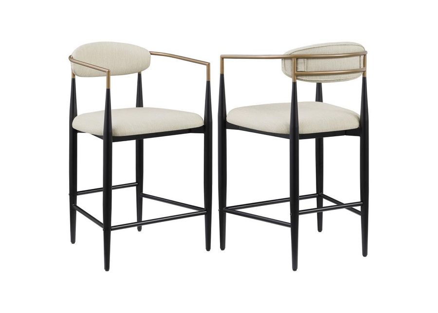 Tina - Metal Counter Height Bar Stool With Upholstered Back And Seat (Set of 2)