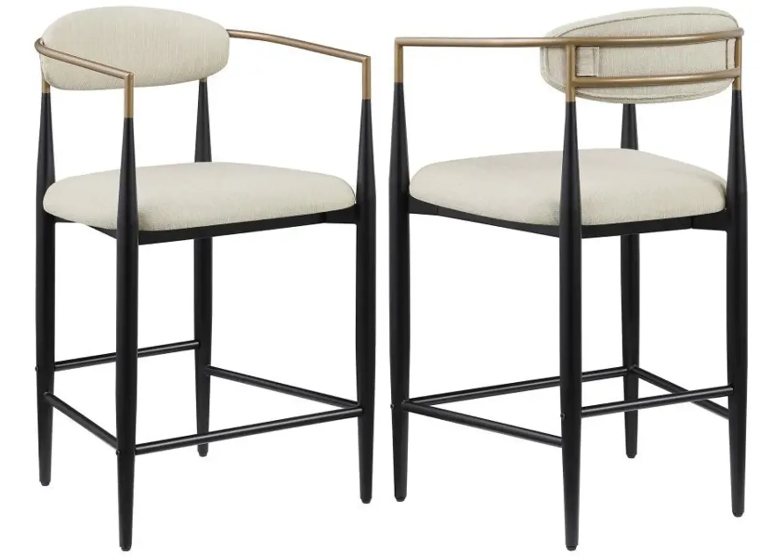 Tina - Metal Counter Height Bar Stool With Upholstered Back And Seat (Set of 2)